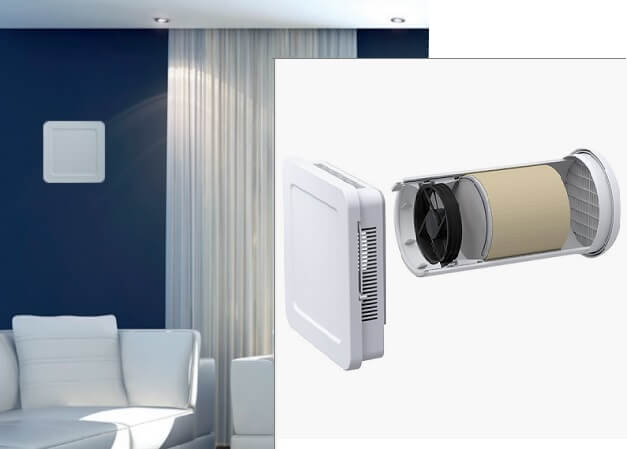 Soojusenergia taaskasutusseade Siegenia AEROTUBE WRG SMART seinaventilaator, ELEKTRILINE lukk, inkl. ilmavõre PVC valge